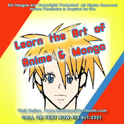 Take summer kids and childrens art lessons and classes  after school  and learn the art of Manga. Amazing stuff is created  in lessons of art right here in Fort Smith, Arkansas